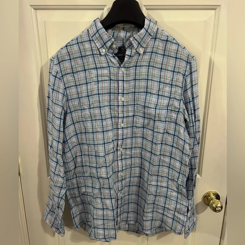 Vineyard Vines Men’s Medium Classic Fit 100% Linen Whale Shirt - Picture 2 of 8